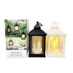 Lampion z świecą LED 20x10cm czarny/biały/DI10207 Lampion z świecą LED 20x10cm czarny/biały/DI10207