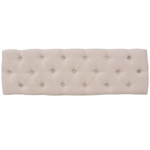 Ławka drewniana, len i lite drewno, 110x38x48 cm, kremowa Ławka drewniana, len i lite drewno, 110x38x48 cm, kremowa