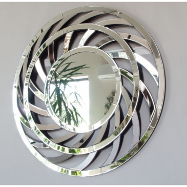 Okrągłe lustro dekoracyjne w ażurowej, lustrzanej ramie Leto 