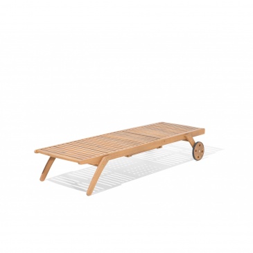 Leżak ogrodowy drewniany z poduszką beżową CESANA