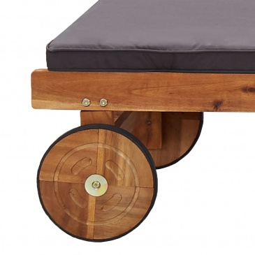 Leżak z poduszką, lite drewno akacjowe