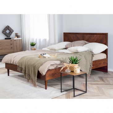 Łóżko 180 x 200 cm ciemne drewno MIALET