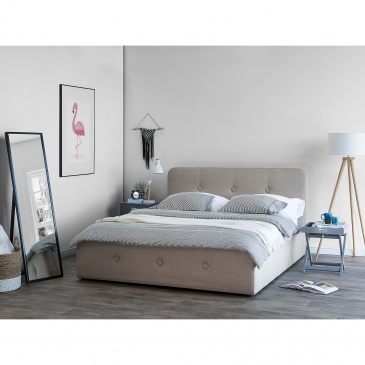 Łóżko beżowe tapicerowane podnoszony pojemnik 140 x 200 cm Marino