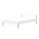 Łóżko białe z jasnobrązowymi nogami 180x200 cm GARDANNE