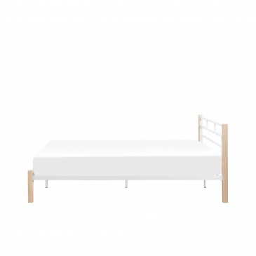 Łóżko białe z jasnobrązowymi nogami 180x200 cm GARDANNE
