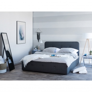 Łóżko ciemnoszare tapicerowane podnoszony pojemnik 180 x 200 cm Marino
