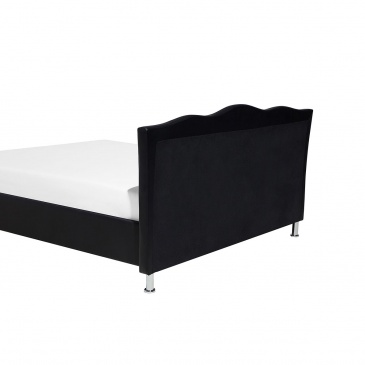 Łóżko czarne skóra ekologiczna podnoszony pojemnik 140 x 200 cm METZ