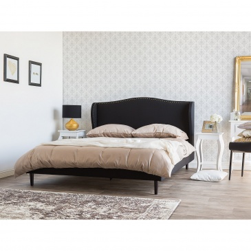 Łóżko czarne tapicerowane 160 x 200 cm Collina