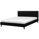 Łóżko czarne tapicerowane LED biały 180 x 200 cm FITOU