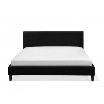 Łóżko czarne tapicerowane LED biały 180 x 200 cm FITOU