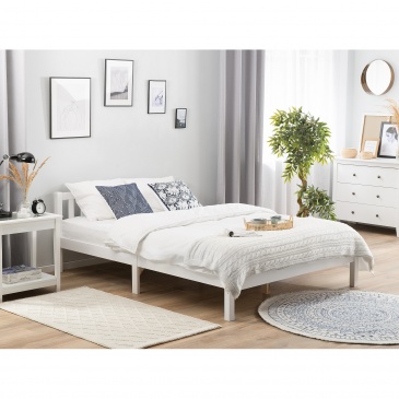 Łóżko drewniane 180 x 200 cm białe FLORAC