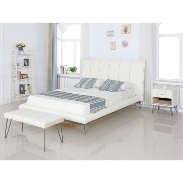 Łóżko ekoskóra 160 x 200 cm białe BETIN
