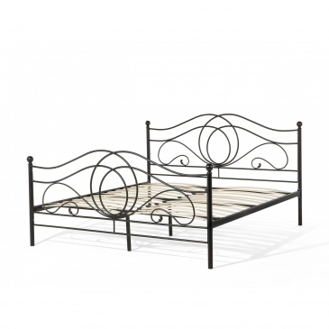 Łóżko metalowe 180 x 200 cm czarne LYRA