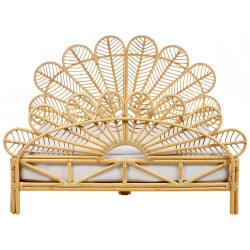 łóżko rattan florentine 160 x 200 cm jasnobrązowy