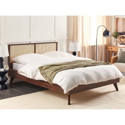 łóżko rattan monpazier 180 x 200 cm ciemnobrązowy