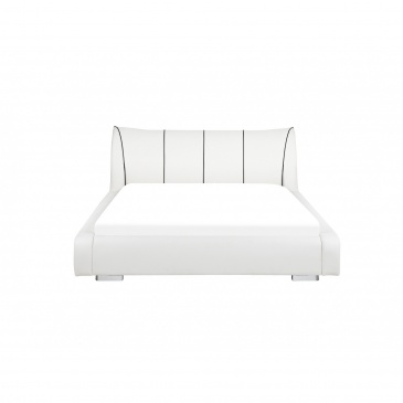 Łóżko skórzane LED 180 x 200 cm białe NANTES