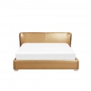 Łóżko skórzane z LED 180 x 200 cm złote PARIS