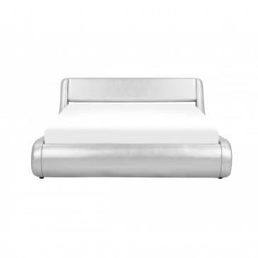 Łóżko srebrne skóra ekologiczna podnoszony pojemnik 180 x 200 cm AVIGNON