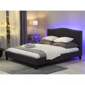 Łóżko szare tapicerowane LED kolorowy 160 x 200 cm Cucciolo