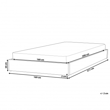 Łóżko szare tapicerowane podnoszony pojemnik 160 x 200 cm DINAN