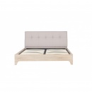 Łóżko tapicerowane beżowe/jasny odcień drewna 160 x 200 cm BERCK