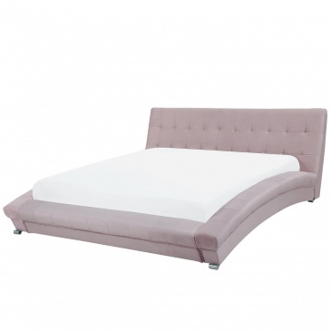 Łóżko welur różowe 160 x 200 cm LILLE