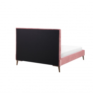 Łóżko welurowe 140 x 200 cm różowe BAYONNE