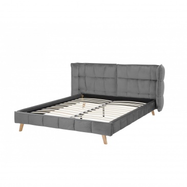 Łóżko welurowe 160 x 200 cm szare SENLIS