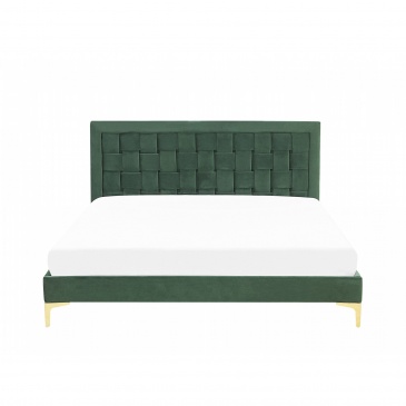 Łóżko welurowe 160 x 200 cm zielone LIMOUX