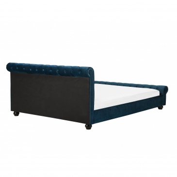 Łóżko welurowe 180 x 200 cm niebieskie AVALLON