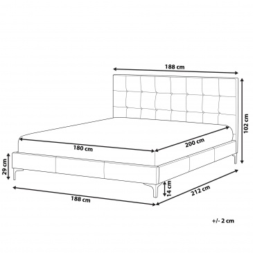 Łóżko welurowe 180 x 200 cm szare AMBERT