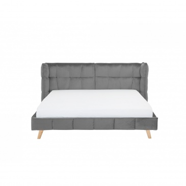 Łóżko welurowe 180 x 200 cm szare SENLIS