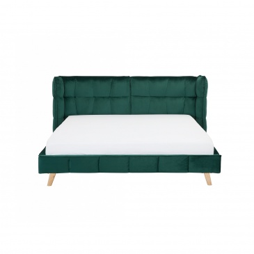 Łóżko welurowe 180 x 200 cm zielone SENLIS