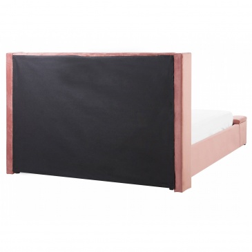 Łóżko welurowe z ławką 180 x 200 cm różowe NOYERS