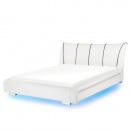 Łóżko wodne LED skórzane 140 x 200 cm białe NANTES