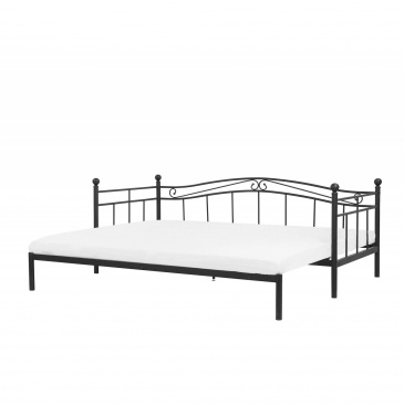 Łóżko wysuwane metalowe 80 x 200 cm czarne TULLE