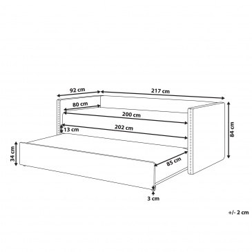 Łóżko wysuwane welurowe 80 x 200 cm jasnoszare TROYES