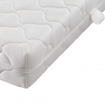 Łóżko z materacem, beżowe, tkanina, 140 x 200 cm