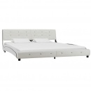 Łóżko z materacem, białe, sztuczna skóra, 180 x 200 cm