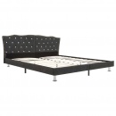 Łóżko z materacem, ciemnoszare, tkanina, 160 x 200 cm