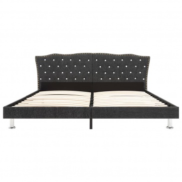 Łóżko z materacem, ciemnoszare, tkanina, 180 x 200 cm