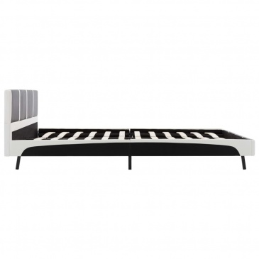 Łóżko z materacem, czarno-białe, ekoskóra, 140 x 200 cm