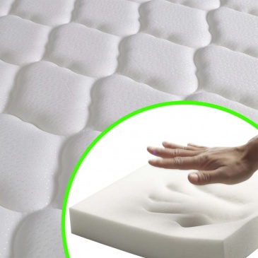 Łóżko z materacem memory, białe, sztuczna skóra, 120 x 200 cm