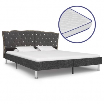 Łóżko z materacem memory, ciemnoszare, tkanina, 180 x 200 cm
