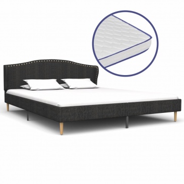 Łóżko z materacem memory, ciemnoszare, tkanina, 180 x 200 cm