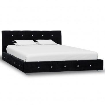 Łóżko z materacem memory, czarne, aksamit, 120 x 200 cm