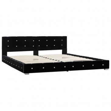 Łóżko z materacem memory, czarne, aksamit, 160 x 200 cm