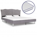 Łóżko z materacem memory, jasnoszare, tkanina, 160x200 cm