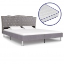 Łóżko z materacem memory, jasnoszare, tkanina, 180 x 200 cm