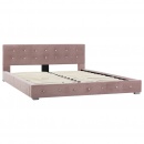Łóżko z materacem memory, różowe, aksamit, 140 x 200 cm